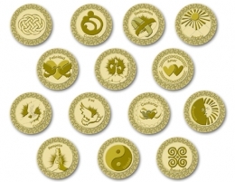  105 Gold Spanish-card Wedding coins 