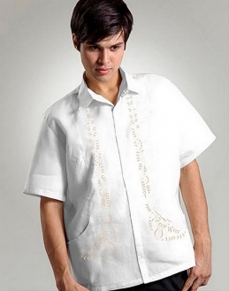  Men's Barong White Ramie Linen blend 100528 White 